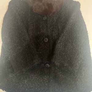 Vintage Black Jacket With Fur Collar Styled By Winter Size Small.